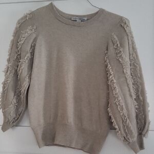 Autumn Cashmere Cream Textured Sleeve Sweater
